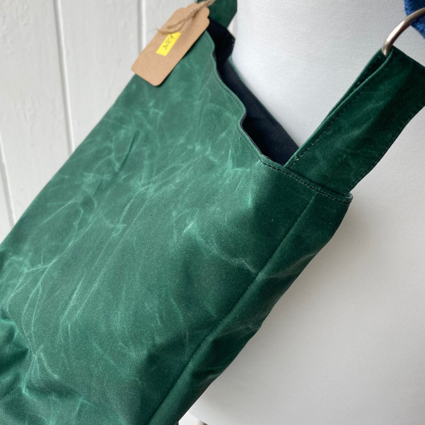 medium emerald green oilskin bucket bag