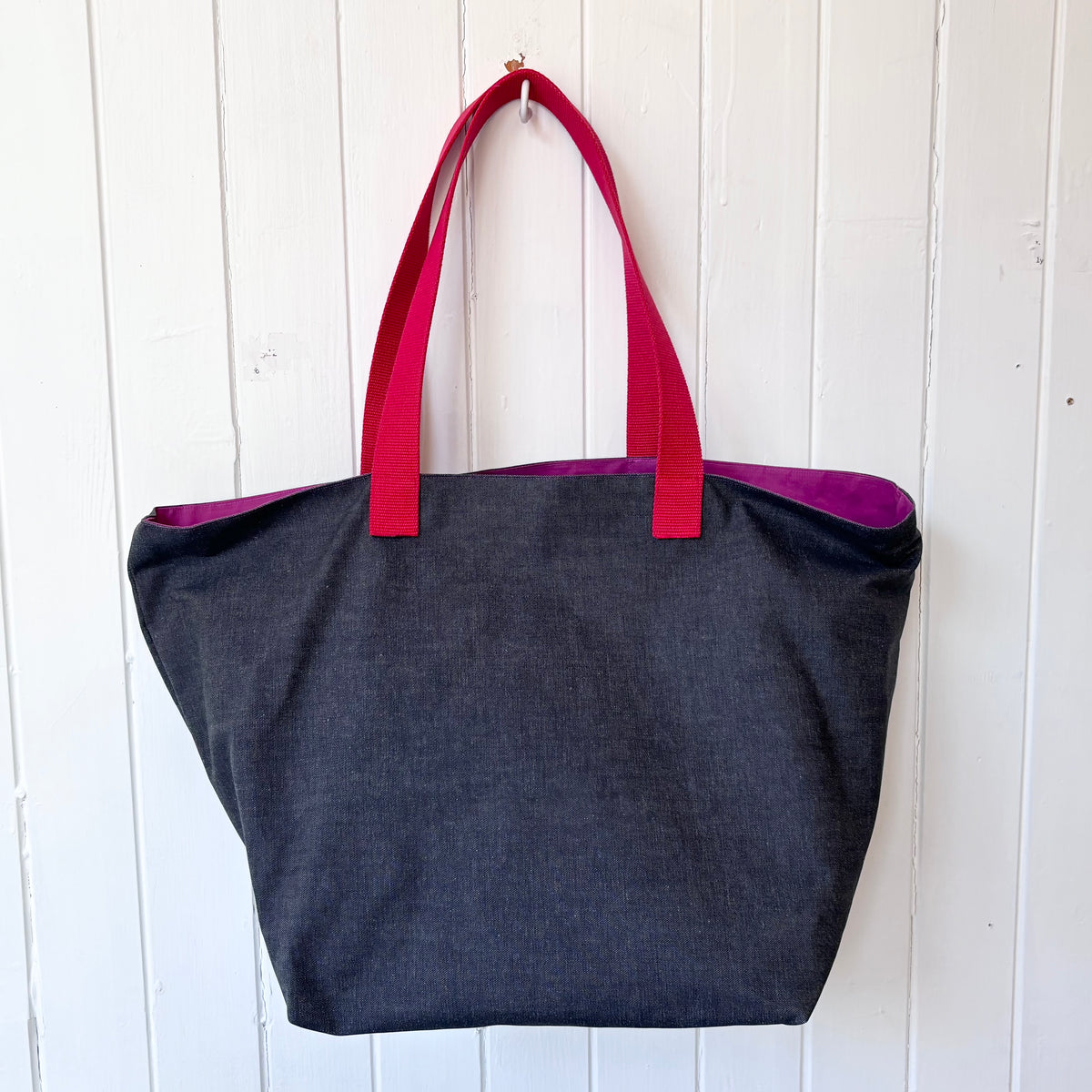 midi waxed denim swimming beach bag
