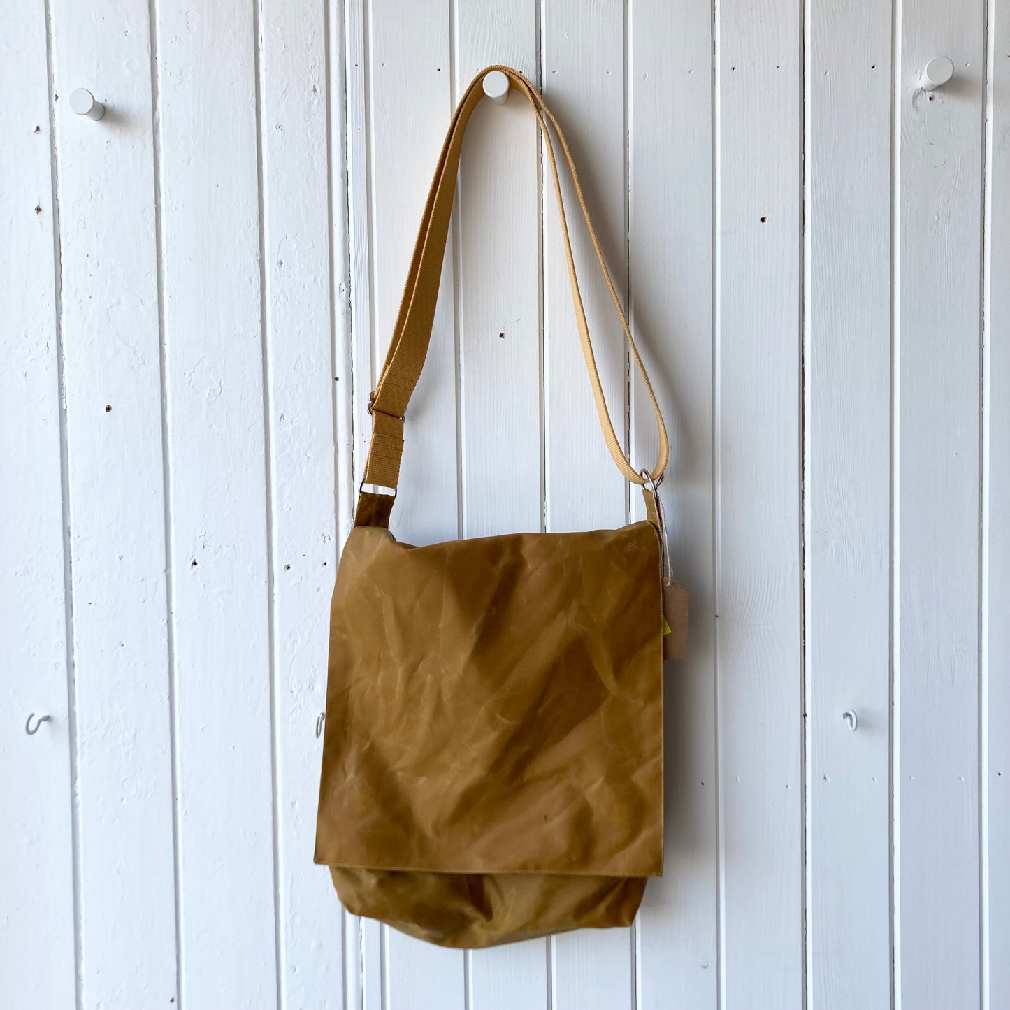 messenger oilskin bag - tan