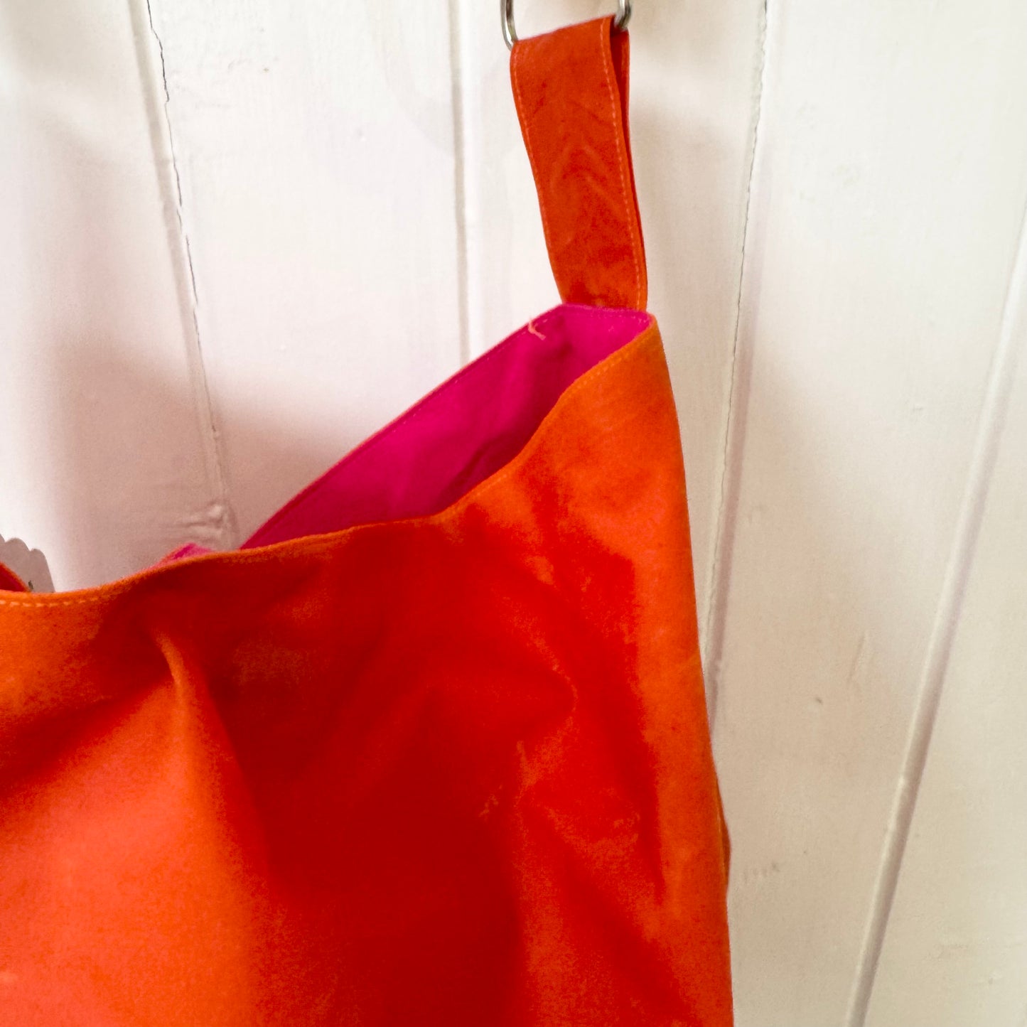medium orange oilskin bucket bag