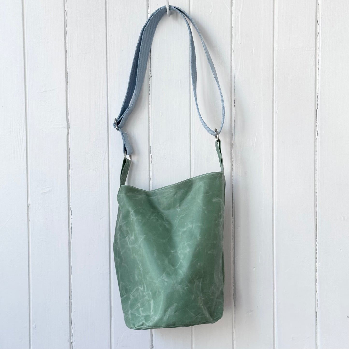 small oilskin bucket bag