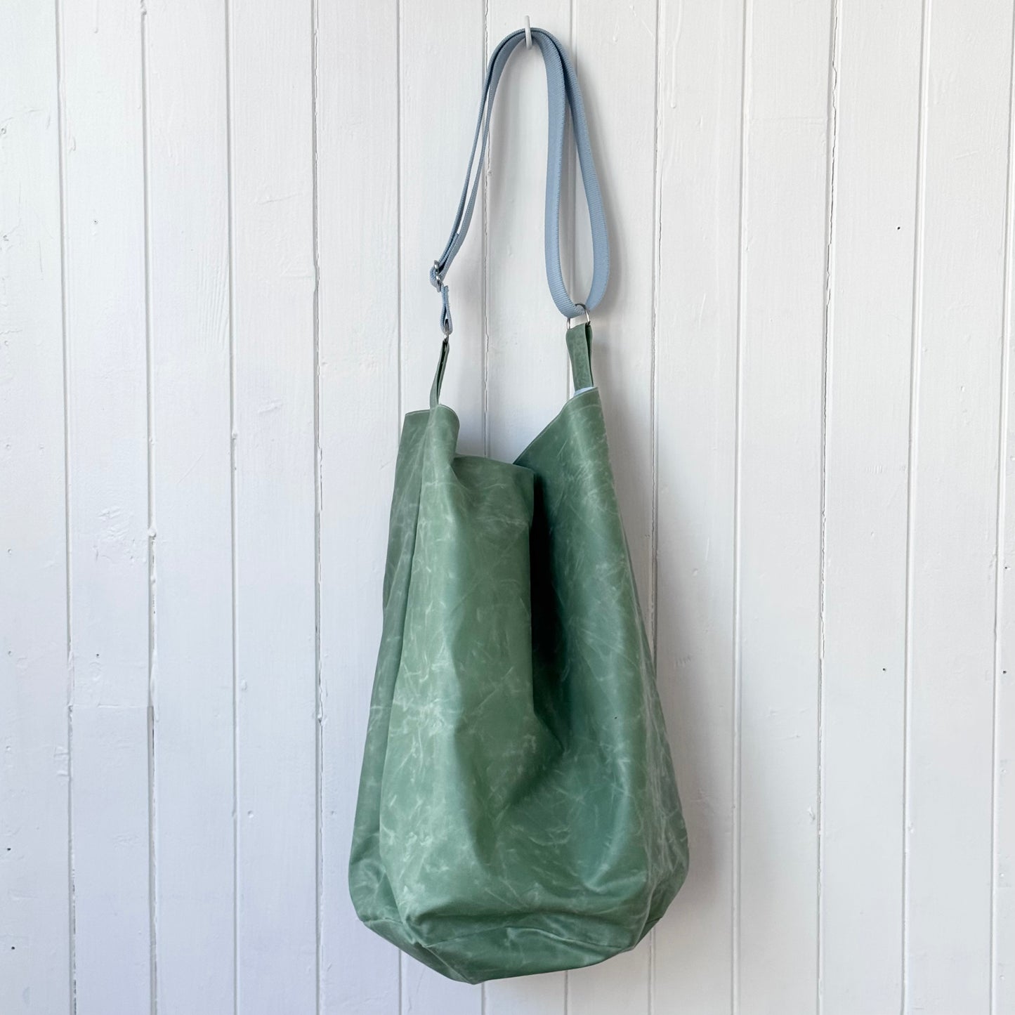 large oilskin bucket bag