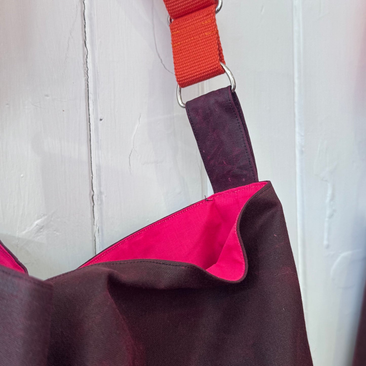 large oilskin bucket bag