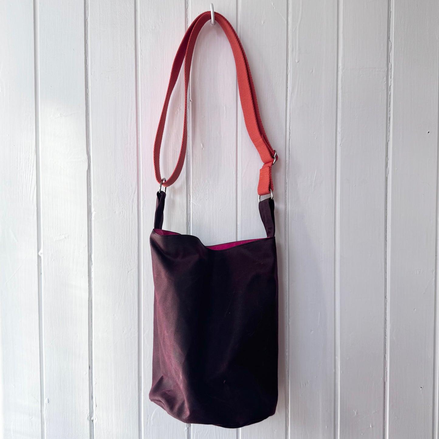 small oilskin bucket bag