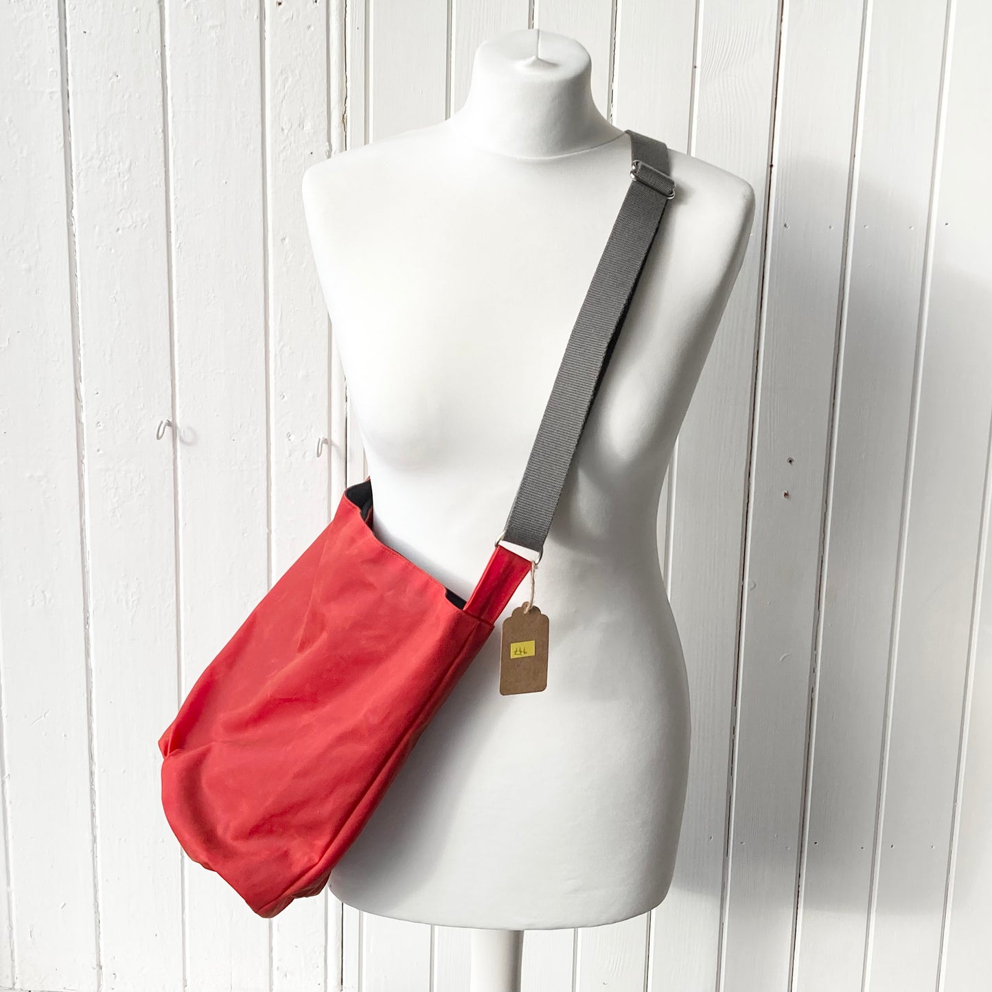 medium darker orange oilskin bucket bag