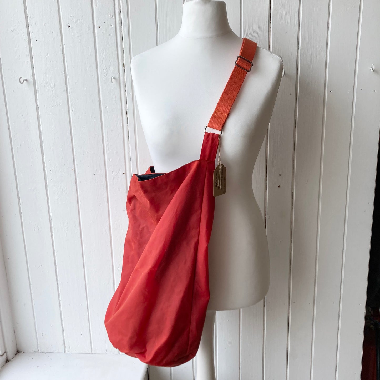 large dark orange oilskin bucket