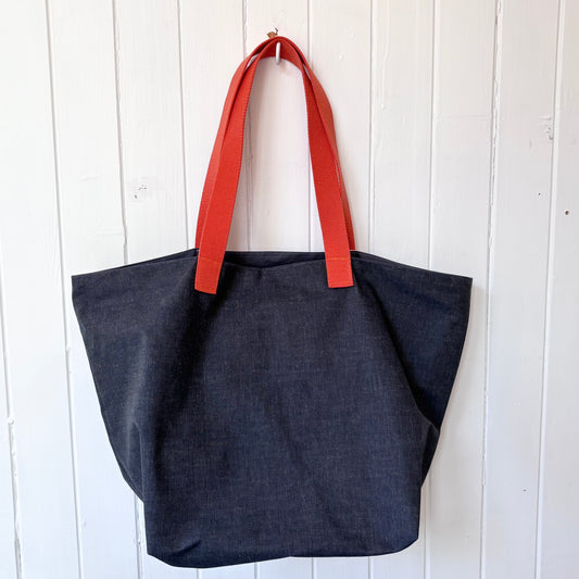 midi waxed denim swimming beach bag
