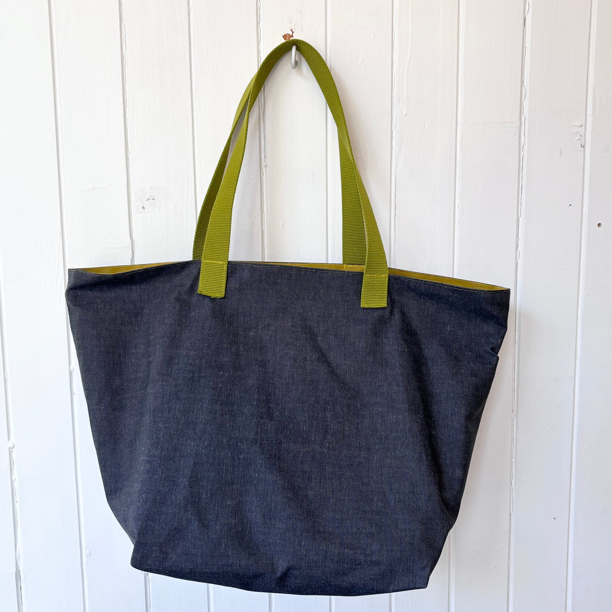 midi waxed denim swimming beach bag