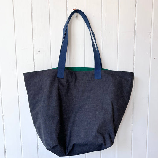 midi waxed denim swimming beach bag