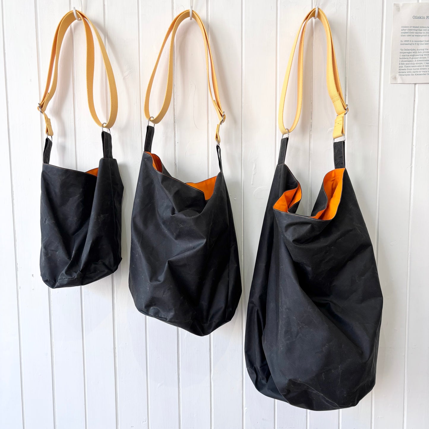 medium oilskin bucket bag