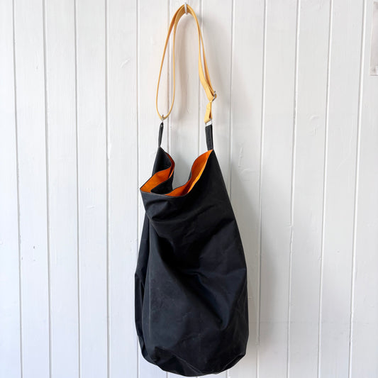 large oilskin bucket bag