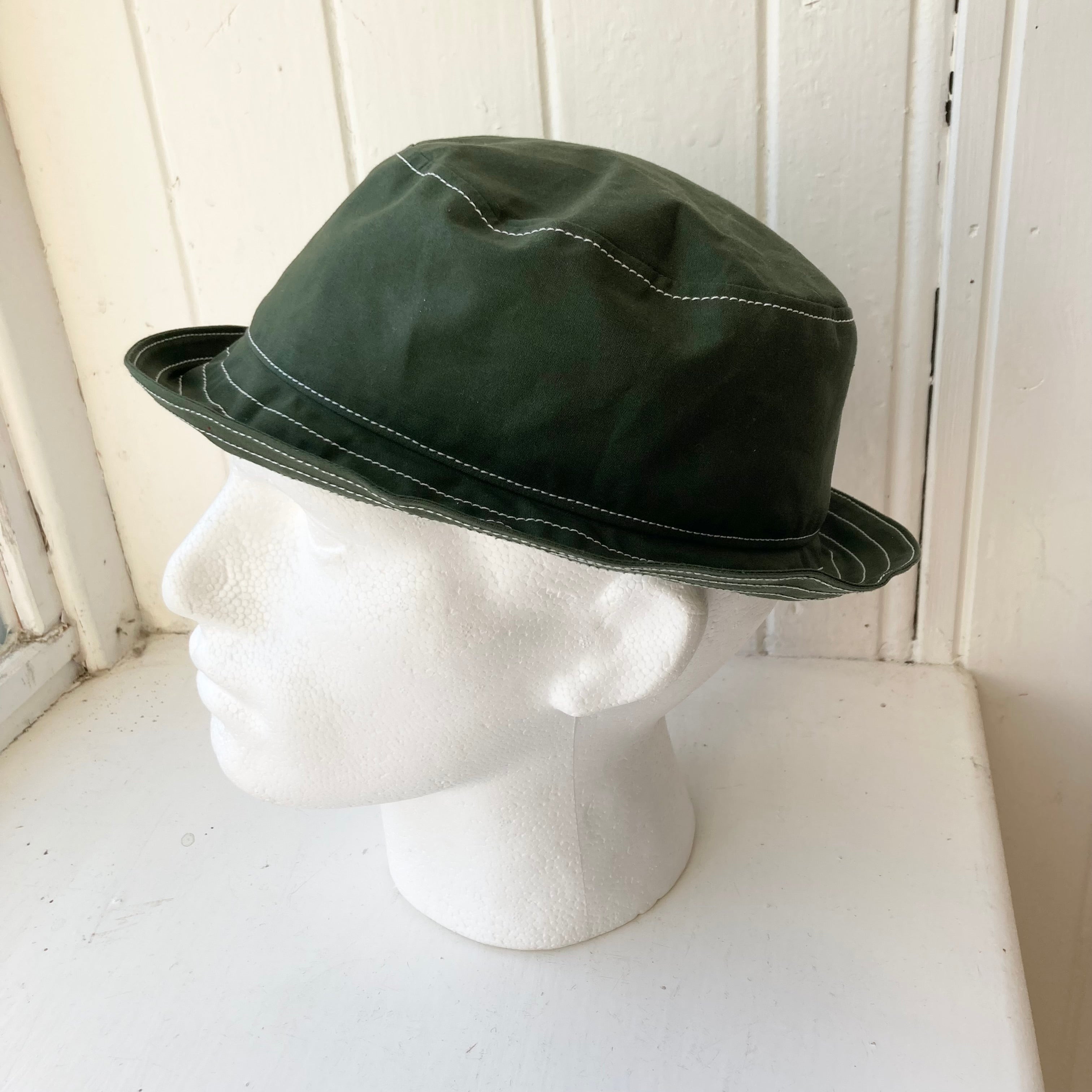 oilskin bucket hat short crown dark green large