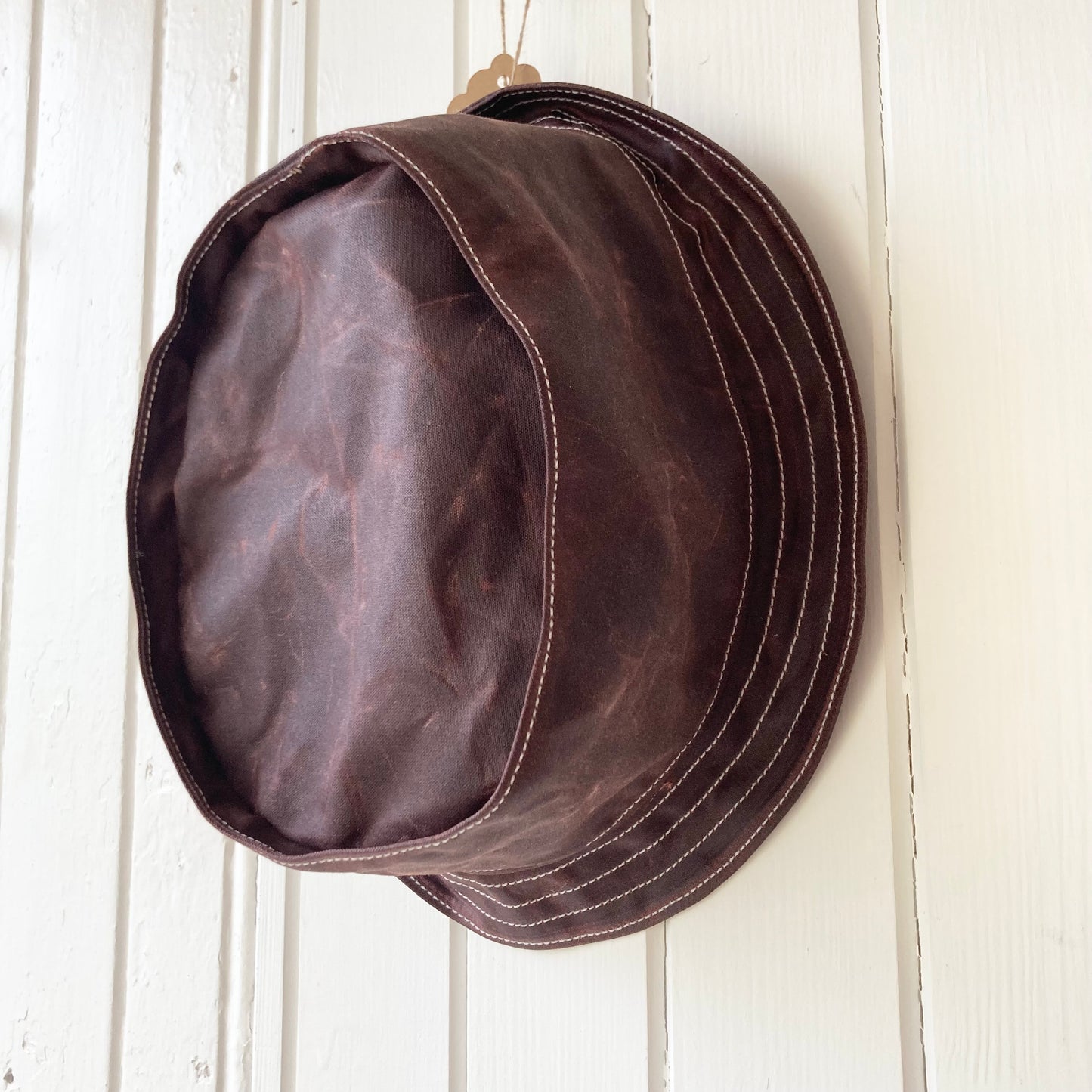 oilskin pork pie hat - large dark conker waxy