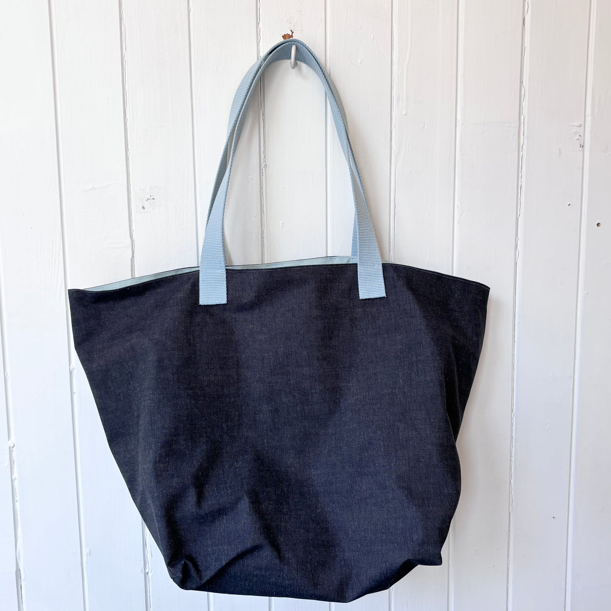 midi waxed denim swimming beach bag