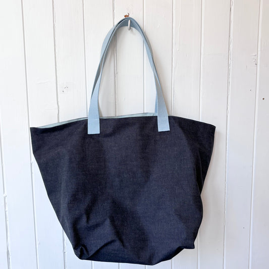 midi waxed denim swimming beach bag