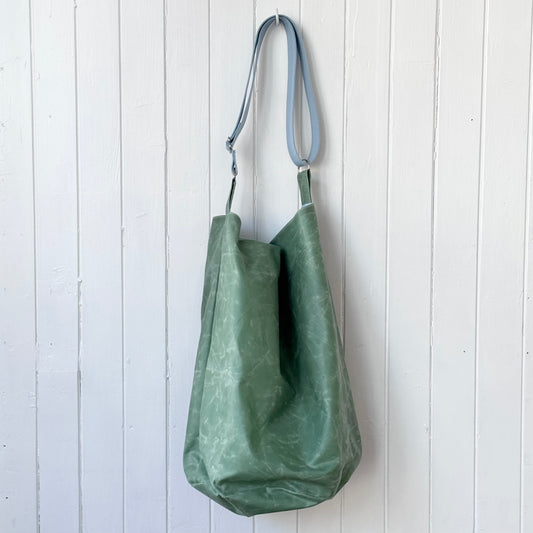 large oilskin bucket bag