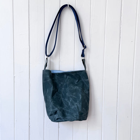 small oilskin bucket bag