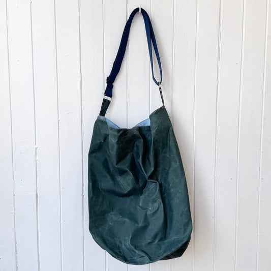 large oilskin bucket bag