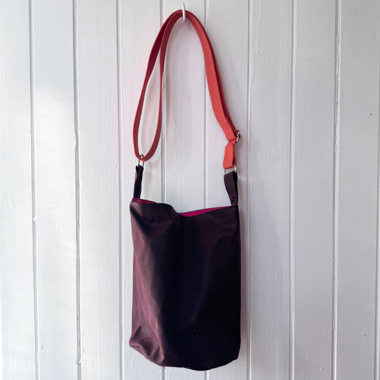 small oilskin bucket bag