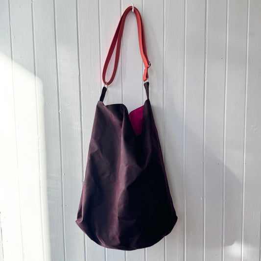 large oilskin bucket bag